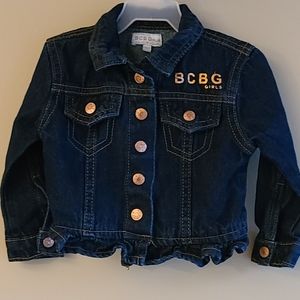 BCBG Girls dark denim jacket with ruffle hem